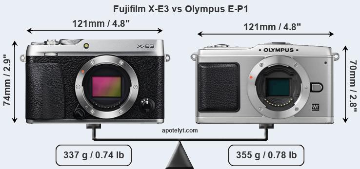 Size Fujifilm X-E3 vs Olympus E-P1