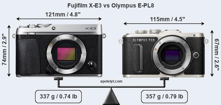 Size Fujifilm X-E3 vs Olympus E-PL8