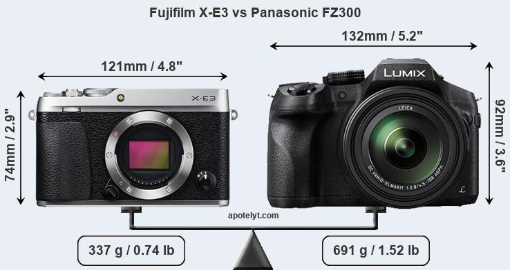 Size Fujifilm X-E3 vs Panasonic FZ300