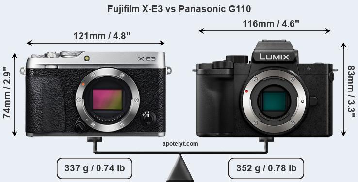 Size Fujifilm X-E3 vs Panasonic G110