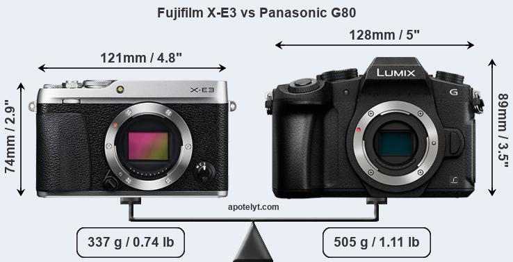 Size Fujifilm X-E3 vs Panasonic G80