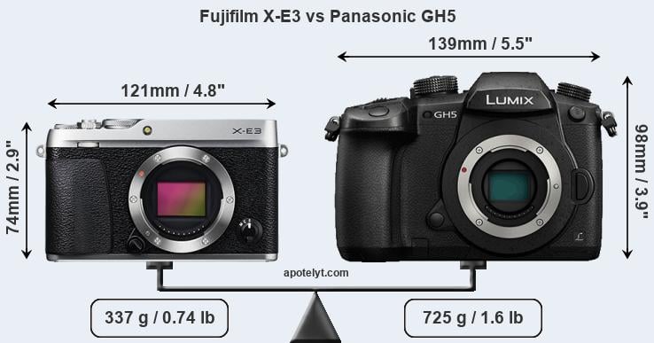 Size Fujifilm X-E3 vs Panasonic GH5