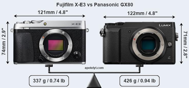 Size Fujifilm X-E3 vs Panasonic GX80