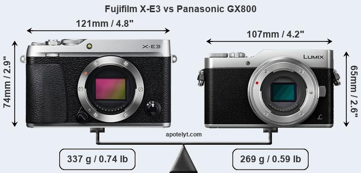Size Fujifilm X-E3 vs Panasonic GX800