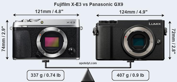 Size Fujifilm X-E3 vs Panasonic GX9