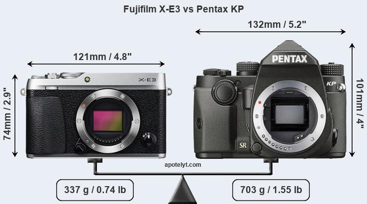 Size Fujifilm X-E3 vs Pentax KP