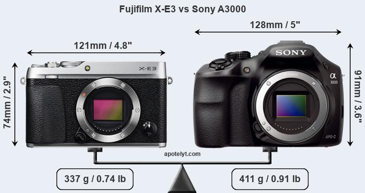 Size Fujifilm X-E3 vs Sony A3000