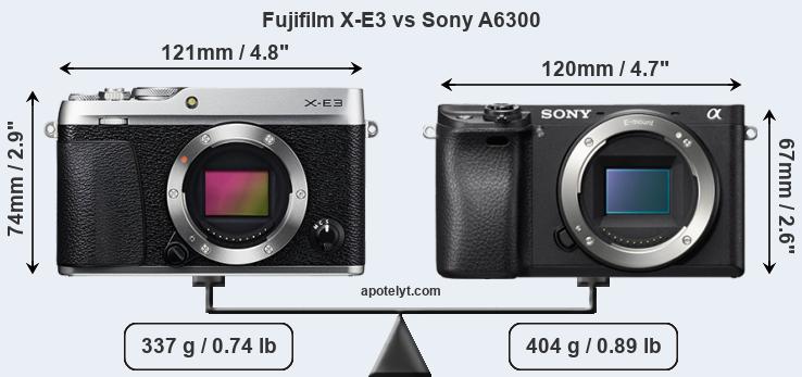 Size Fujifilm X-E3 vs Sony A6300