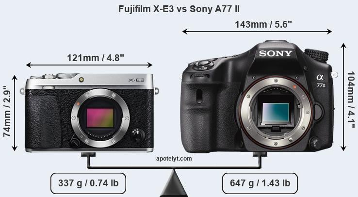 Size Fujifilm X-E3 vs Sony A77 II