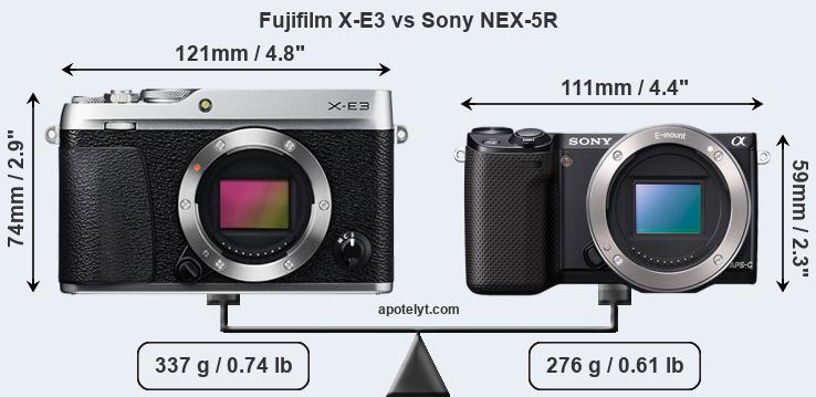 Size Fujifilm X-E3 vs Sony NEX-5R