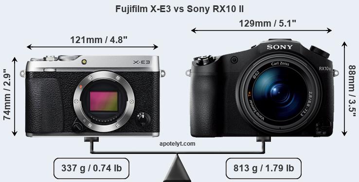 Size Fujifilm X-E3 vs Sony RX10 II