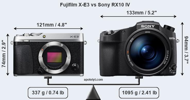Size Fujifilm X-E3 vs Sony RX10 IV