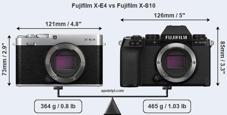 Size Fujifilm X-E4 vs Fujifilm X-S10