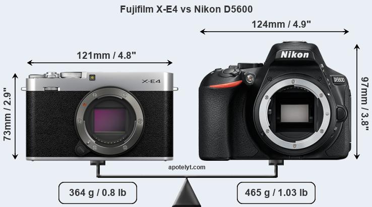 Size Fujifilm X-E4 vs Nikon D5600