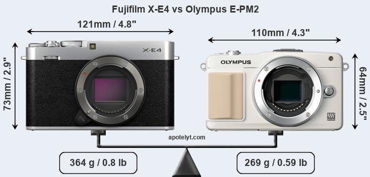 Size Fujifilm X-E4 vs Olympus E-PM2
