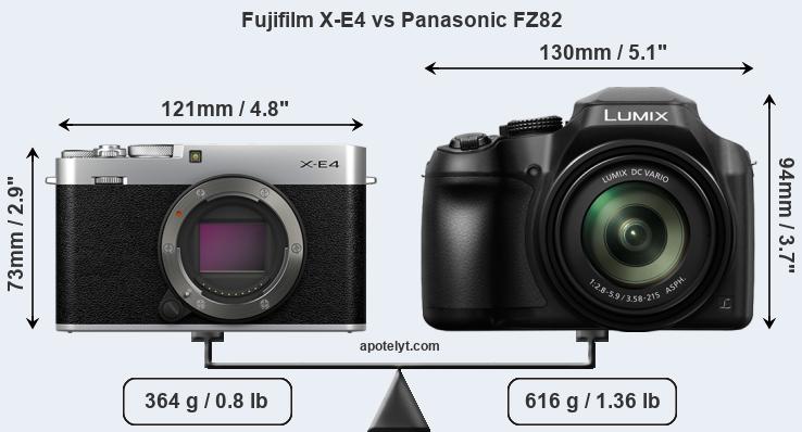 Size Fujifilm X-E4 vs Panasonic FZ82
