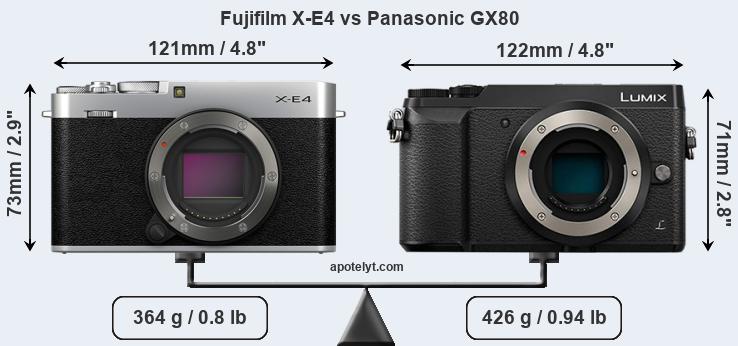 Size Fujifilm X-E4 vs Panasonic GX80