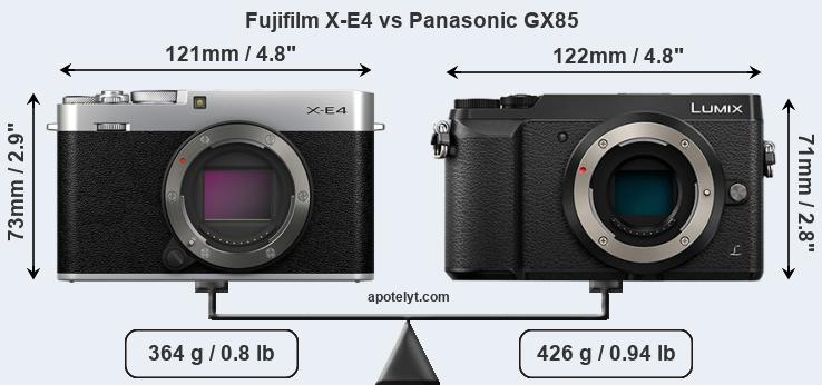Size Fujifilm X-E4 vs Panasonic GX85