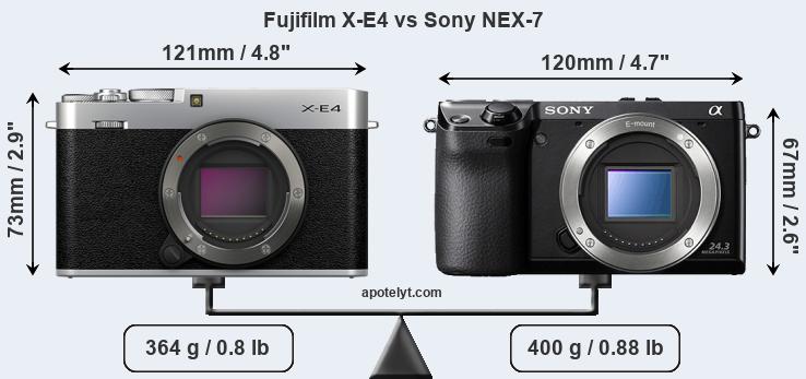 Size Fujifilm X-E4 vs Sony NEX-7