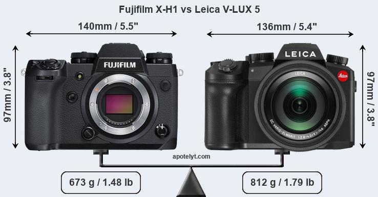 Size Fujifilm X-H1 vs Leica V-LUX 5