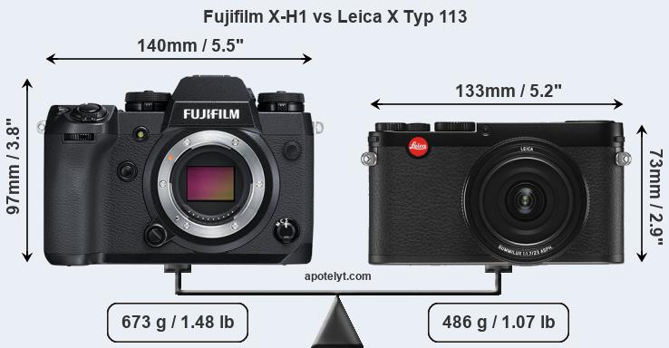 Size Fujifilm X-H1 vs Leica X Typ 113