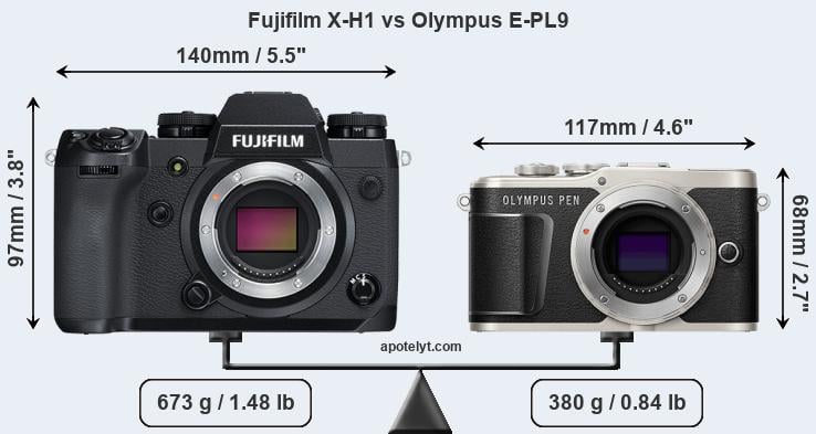 Size Fujifilm X-H1 vs Olympus E-PL9