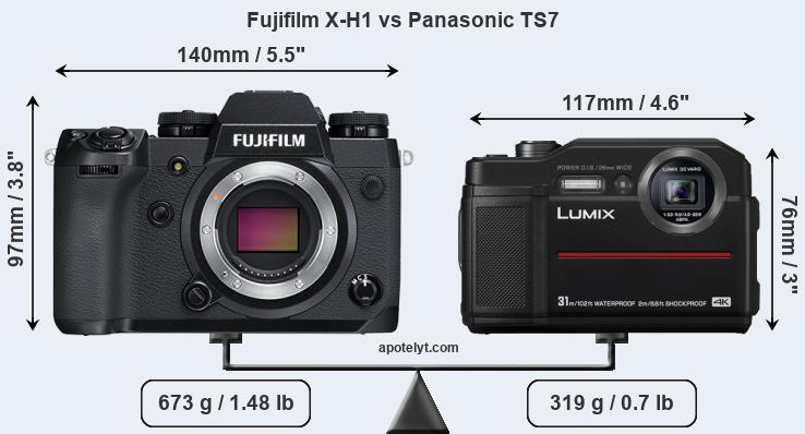Size Fujifilm X-H1 vs Panasonic TS7