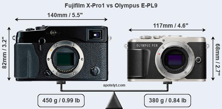 Size Fujifilm X-Pro1 vs Olympus E-PL9