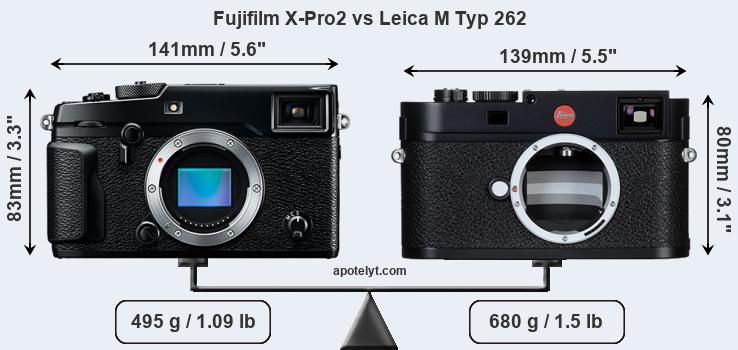 Size Fujifilm X-Pro2 vs Leica M Typ 262