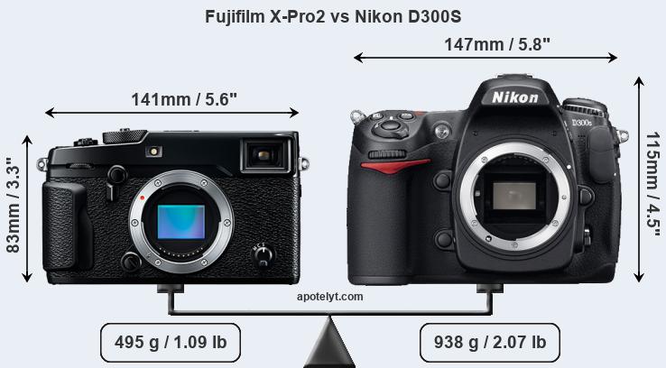 Size Fujifilm X-Pro2 vs Nikon D300S