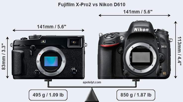 Size Fujifilm X-Pro2 vs Nikon D610