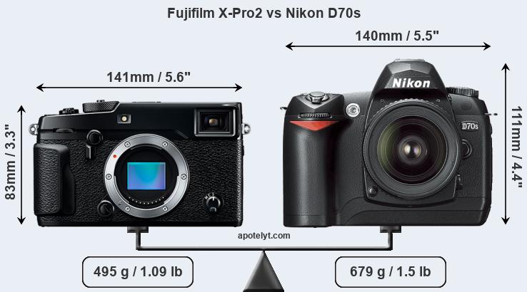Size Fujifilm X-Pro2 vs Nikon D70s