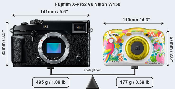 Size Fujifilm X-Pro2 vs Nikon W150