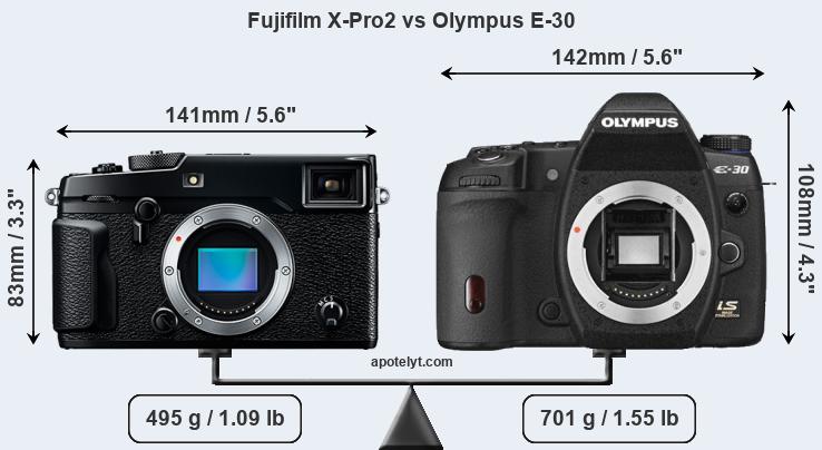 Size Fujifilm X-Pro2 vs Olympus E-30