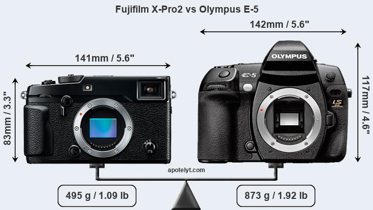 Size Fujifilm X-Pro2 vs Olympus E-5