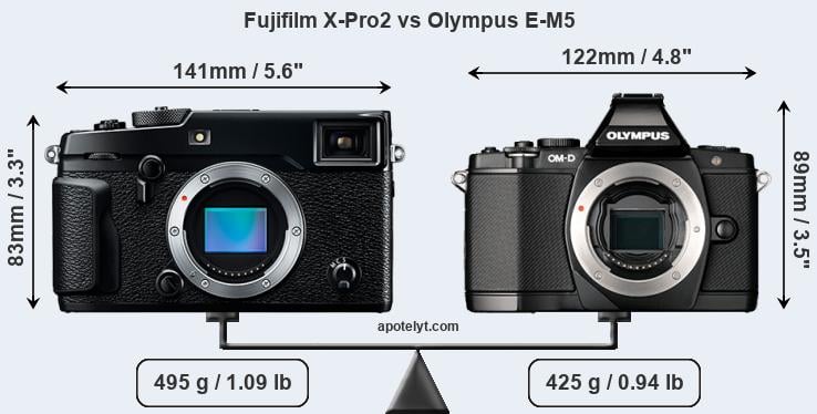 Size Fujifilm X-Pro2 vs Olympus E-M5