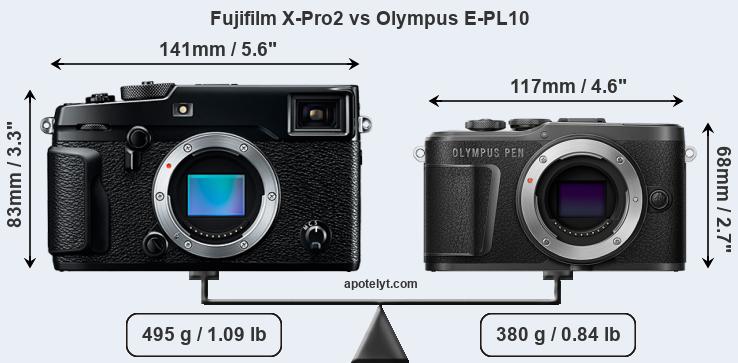 Size Fujifilm X-Pro2 vs Olympus E-PL10