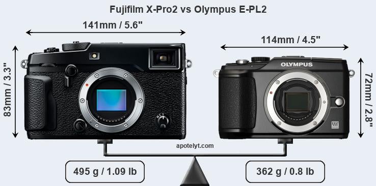 Size Fujifilm X-Pro2 vs Olympus E-PL2
