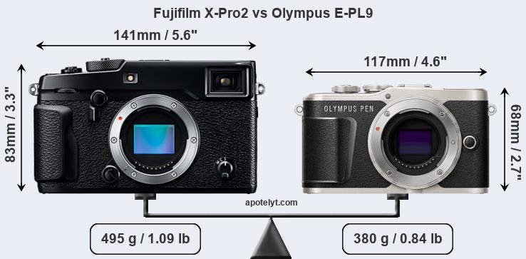 Size Fujifilm X-Pro2 vs Olympus E-PL9