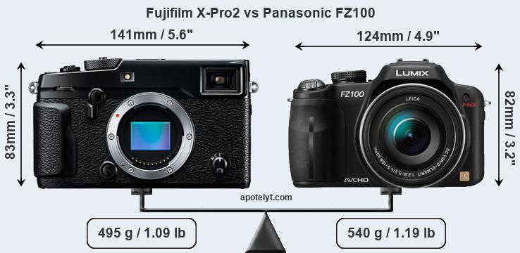 Size Fujifilm X-Pro2 vs Panasonic FZ100