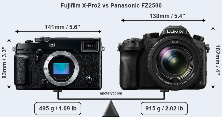 Size Fujifilm X-Pro2 vs Panasonic FZ2500