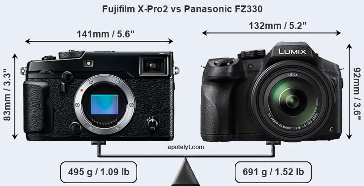 Size Fujifilm X-Pro2 vs Panasonic FZ330