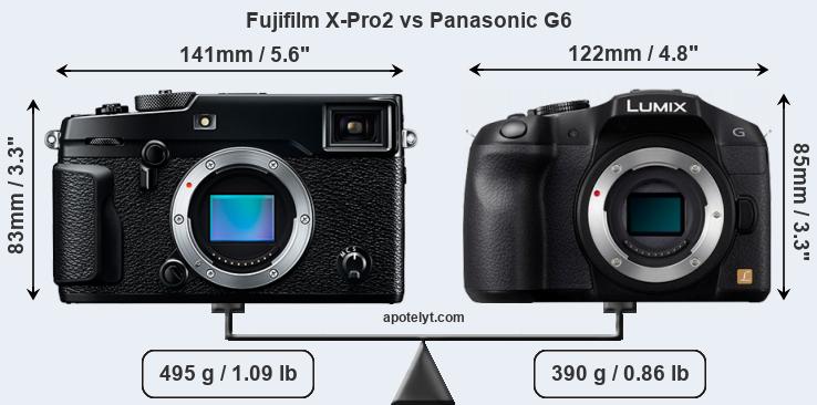 Size Fujifilm X-Pro2 vs Panasonic G6