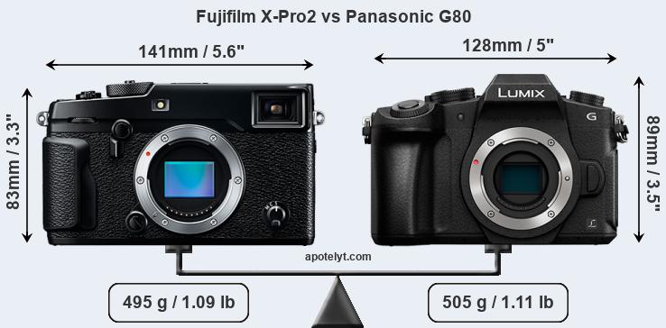 Size Fujifilm X-Pro2 vs Panasonic G80