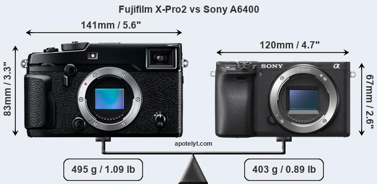 Size Fujifilm X-Pro2 vs Sony A6400