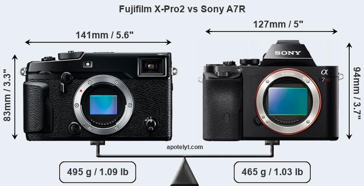 Size Fujifilm X-Pro2 vs Sony A7R