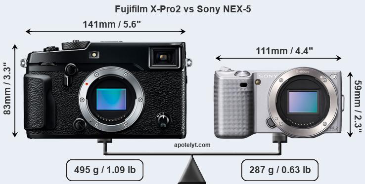 Size Fujifilm X-Pro2 vs Sony NEX-5