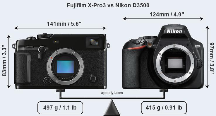 Size Fujifilm X-Pro3 vs Nikon D3500