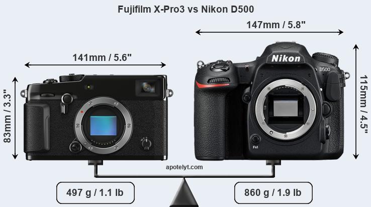 Size Fujifilm X-Pro3 vs Nikon D500