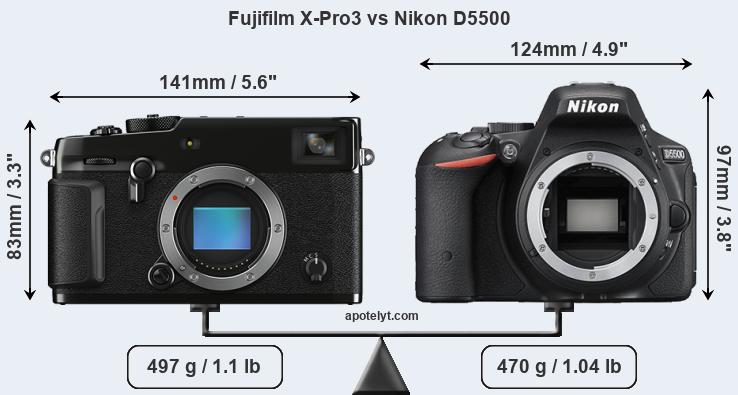 Size Fujifilm X-Pro3 vs Nikon D5500
